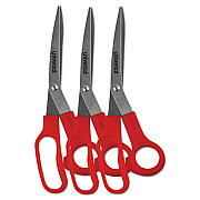 Universal General Purpose Stainless Steel Scissors, 7.75" Long, 3" Cut Length, Red Offset Handles, 3/Pack (UNV92019)