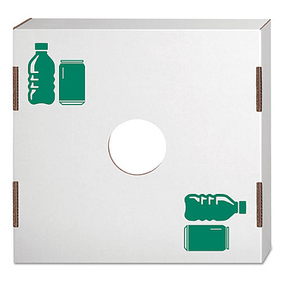 Bankers Box WASTE AND RECYCLING BIN LID, BOTTLES AND CANS, WHITE/GREEN PRINT, 10/CARTON (7320401)