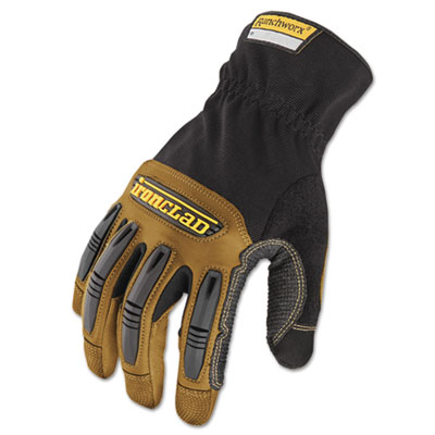 Ironclad Ranchworx Leather Gloves, EN388: 2123, 9.5" Long, Large, Black/Tan, Pair (RWG204L)