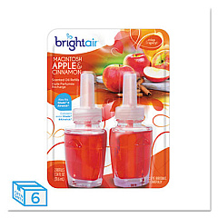 BRIGHT Air ELECTRIC SCENTED OIL AIR FRESHENER REFILL, MACINTOSH APPLE/CINNAMON, 2/PACK, 6 PACKS/CARTON (900255)