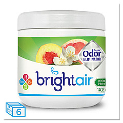 BRIGHT Air Super Odor Eliminator, White Peach and Citrus, 14 oz Jar, 6/Carton (900133CT)