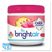 BRIGHT Air Super Odor Eliminator, Island Nectar and Pineapple, Pink, 14 oz Jar, 6/Carton (900114CT)
