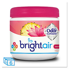 BRIGHT Air Super Odor Eliminator, Island Nectar and Pineapple, Pink, 14 oz Jar, 6/Carton (900114CT)