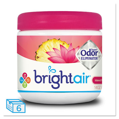 BRIGHT Air Super Odor Eliminator, Island Nectar and Pineapple, Pink, 14 oz Jar, 6/Carton (900114CT)