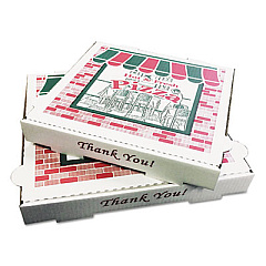 Corrugated Kraft Pizza Boxes, B-Flute, 10" Pizza, 10 x 10 x 1.75, White, 50/Bundle (PZCORB10)