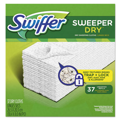 Swiffer Dry Refill Cloths, White, 10 2/5" x 8", 37/Box, 4 Box/Carton (82822CT)