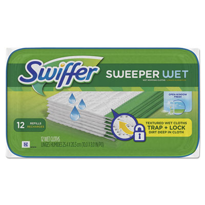 Swiffer Wet Refill Cloths, Open Window Fresh, Cloth, White, 8 x 10, 12/Tub (95531PK)