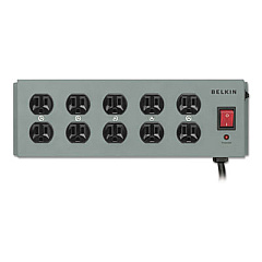 Belkin Metal SurgeMaster Surge Protector, 10 Outlets, 15 ft Cord, 885 Joules, Dark Gray (F9D100015)