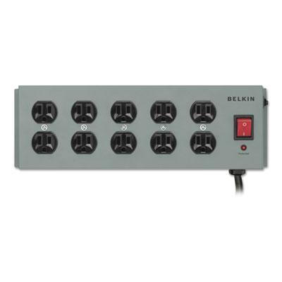 Belkin Metal SurgeMaster Surge Protector, 10 Outlets, 15 ft Cord, 885 Joules, Dark Gray (F9D100015)