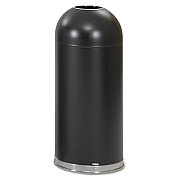 Safco Dome Top Receptacle with Open Top, 15 gal, Steel, Black (9639BL)
