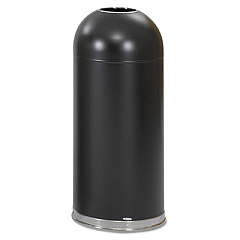 Safco Dome Top Receptacle with Open Top, 15 gal, Steel, Black (9639BL)