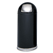 Safco Dome Top Receptacle with Spring-Loaded Door, 15 gal, Steel, Black (9636BL)
