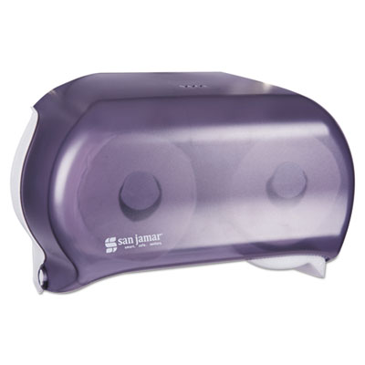 San Jamar Versatwin Standard Bath Tissue Dispenser, Classic, 8 x 5.75 x 12.75, Transparent Black Pearl (R3600TBK)