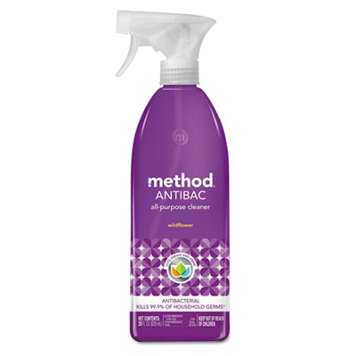 Method Antibac All-Purpose Cleaner, Wildflower, 28 oz Spray Bottle, 8/Carton (01454)