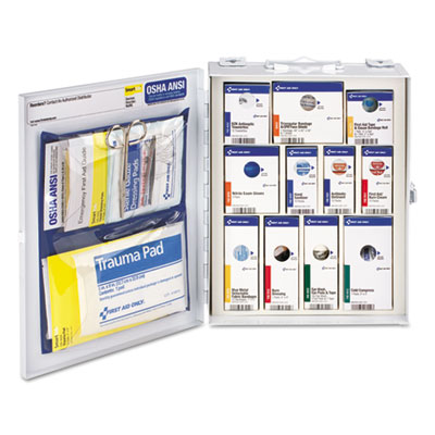 First Aid Only ANSI 2015 SmartCompliance Food Service First Aid Cabinet for 25 People, without Medication, 94 Pieces, Metal Case (90658021)
