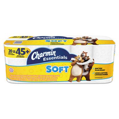 Charmin ESSENTIALS SOFT BATHROOM TISSUE, SEPTIC SAFE, 2-PLY, WHITE, 4 X 3.92, 200/ROLL, 20 ROLL/PACK (96609)