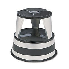 Cramer Kik-Step Steel Step Stool, 2-Step, 350 lb Capacity, 16" Diameter x 14.25"h, Silvertone (100101)