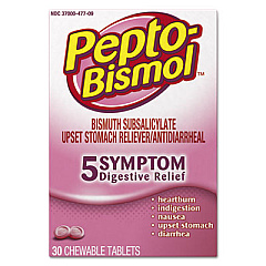 Pepto-Bismol Chewable Tablets, Original Flavor, 30 Tablets/Box (03977BX)
