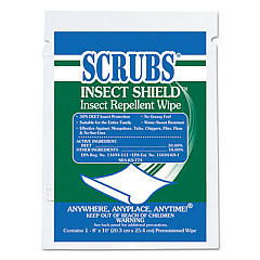 SCRUBS Insect Shield Insect Repellent Wipes, 8 x 10, 100/Carton (91401)