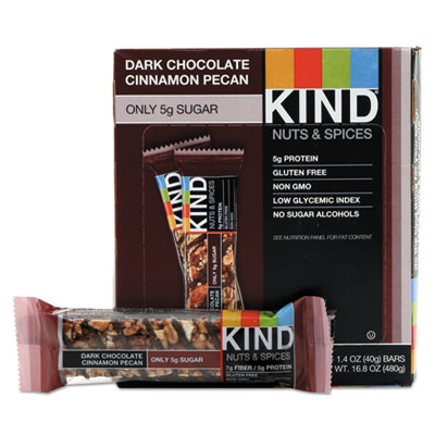 KIND Nuts and Spices Bar, Dark Chocolate Cinnamon Pecan, 1.4 oz, 12/Box (17852)