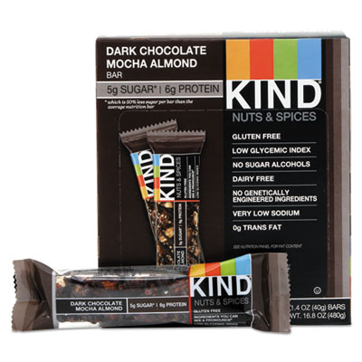 KIND Nuts and Spices Bar, Dark Chocolate Mocha Almond, 1.4 oz Bar, 12/Box (18554)