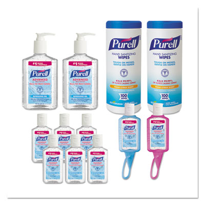 PURELL OFFICE STARTER KIT, GEL HAND SANITIZER AND WIPES, ASSORTED, 6/CARTON (9652K1ECCT)