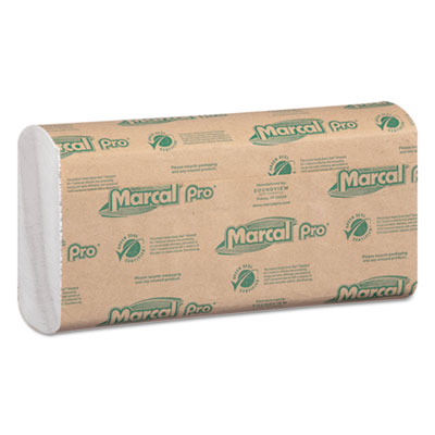 Marcal PRO 100% Recycled Folded Paper Towels, C-Fold, 1-Ply, 12.88 x 10.13, White, 150/Pack, 16 Packs/Carton (P100B)