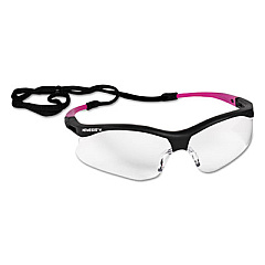 KleenGuard Nemesis Safety Glasses, Small, Black Half Frame, Clear Dual Lens, 12/Box (38478)