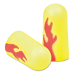 3M E-A-Rsoft Blasts Earplugs, Cordless, Foam, Yellow Neon/Red Flame, 200 Pairs/Box (3121252)