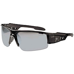 ergodyne Skullerz Dagr Safety Glasses, Black Half Frame, Mirrored Silver Single Lens (52042)