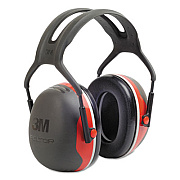 3M PELTOR X3A Over-the-Head Earmuffs, 28 dB NRR, Black/Red, 10/Carton