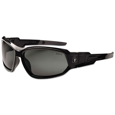 ergodyne Skullerz Loki Safety Glasses/Goggles, Fog-Off Technology, Black Full Frame, Smoke Dual Lens (56033)