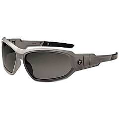 ergodyne Skullerz Loki Safety Glasses/Goggles, Fog-Off Technology, Matte Gray Full Frame, Smoke Dual Lens (56133)