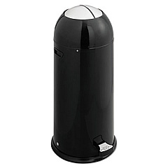 Safco Shutter Cans, Round, Steel, 14 gal, Black/Stainless Steel (9951BL)
