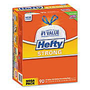 Hefty Strong Tall Kitchen Drawstring Bags, 13 gal, 0.9 mil, 23.75" x 27", White, 90/Box (E84574)