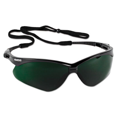 KleenGuard Nemesis Safety Glasses, Black Half Frame, Green Shade 5 VLT Dual Lens (25671)