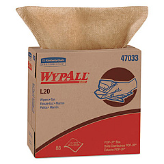 WypAll L20 Towels, Pop-Up Box, 2-Ply, 9 1/10 X 16 4/5, Brown, 88/box, 10 Boxes/carton (47033)