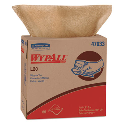 WypAll L20 Towels, Pop-Up Box, 2-Ply, 9 1/10 X 16 4/5, Brown, 88/box, 10 Boxes/carton (47033)