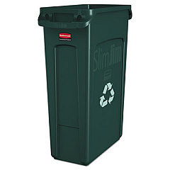Rubbermaid Commercial Slim Jim Plastic Recycling Container with Venting Channels, 23 gal, Plastic,  Green (354007GN)
