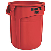 Rubbermaid Commercial Vented Round Brute Container, 10 gal, Plastic, Red, 6/Carton (2610REDCT)