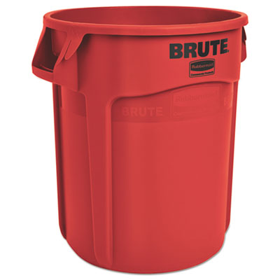 Rubbermaid Commercial Vented Round Brute Container, 10 gal, Plastic, Red, 6/Carton (2610REDCT)