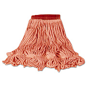 Rubbermaid Commercial Super Stitch Blend Mop Heads, Cotton/synthetic, Red, Medium, 6/carton (D252RED)
