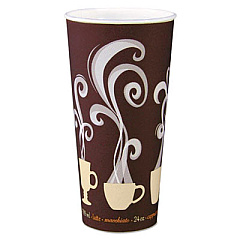 SOLO Thermoguard Insulated Paper Hot Cups, 24 oz, Steam Print Design, 600/Carton (DWTG24ST)