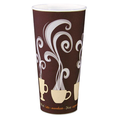 SOLO Thermoguard Insulated Paper Hot Cups, 24 oz, Steam Print Design, 600/Carton (DWTG24ST)