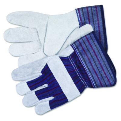 MCR Safety Men's Split Leather Palm Gloves, Gunn Cut, Wing Thumb, Large, Gray, Dozen (12010L)