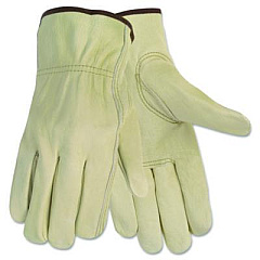 MCR Safety Economy Leather Drivers Gloves, Gunn Cut, Keystone Thumb, Medium, Beige, Pair (3215M)