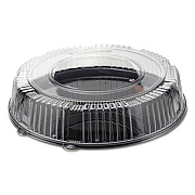 WNA Round Catering Tray with Dome Lid, 16" Diameter, Black/Clear, Plastic, 25/Carton (AC916BLPET)