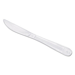 GEN Wrapped Cutlery, 7.5" Knife, Heavyweight, Polypropylene, White, 1,000/Carton (GENHYWIWKN)