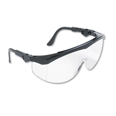 MCR Safety Tomahawk Safety Glasses, Black Half Frame OTG, Clear Single Lens, 12/Box (TK110)