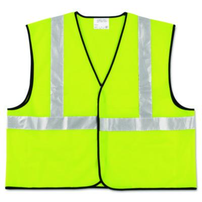 MCR Safety Class 2 Safety Vest, Polyester, Large Fluorescent Lime with Silver Stripe (VCL2SLL)
